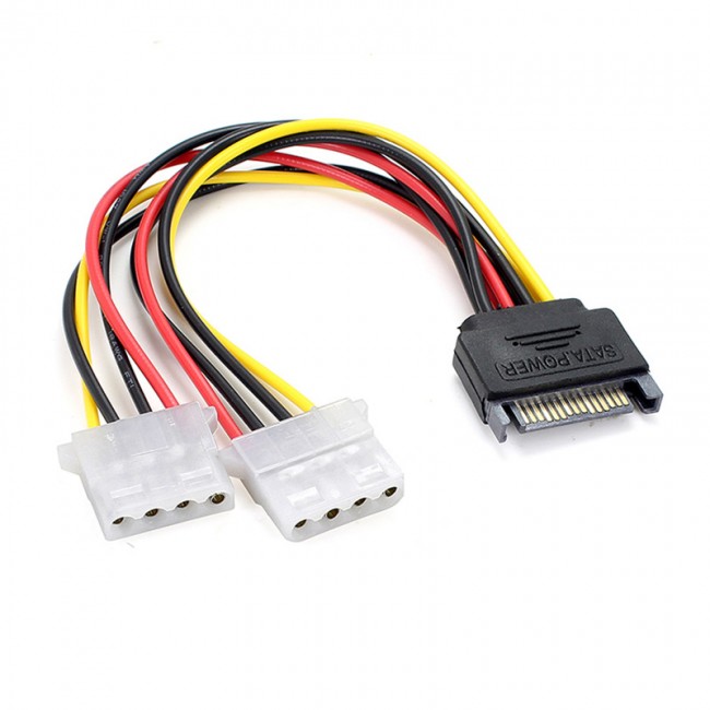 15 pin sata erkek to 2x 4pin dişi molex güç kablosu 30 cm