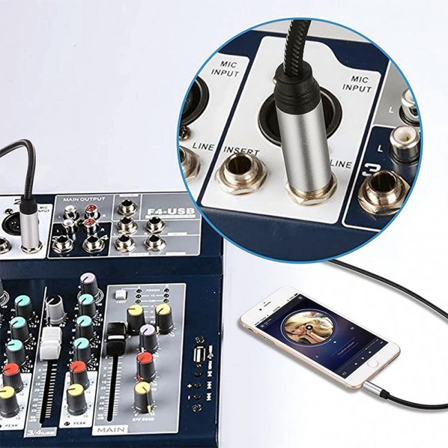 Bilgisayar anfi bağlantı kablosu stereo 3,5mm mono 6,3 mm jak 10m