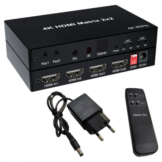 4K 60Hz 2x2 HDMI matrix değiştirici 2 in 2 out optik & R/L ses çıkışı 4K 60Hz 2x2 HDMI matrix değiştirici 2 in 2 out optik & R/L ses çıkışı