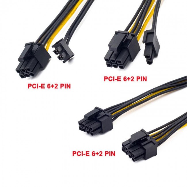 8 pin PCIE erkek to 6+2 PCI-E GPU Y dişi çoklayıcı power kablo 8 pin PCIE erkek to 6+2 PCI-E GPU Y dişi çoklayıcı power kablo