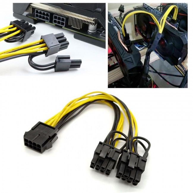 8 pin PCIE erkek to  6+2 dual PCI-E GPU power kablo