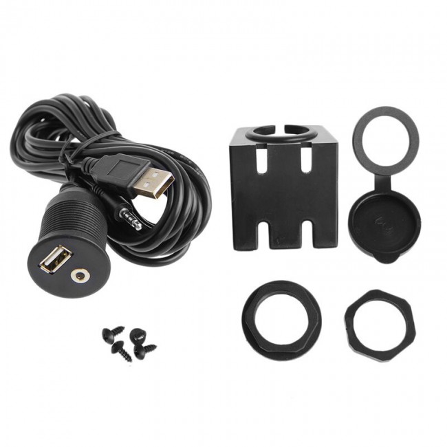 aux + usb 2.0 montajlanabilir vidalı dişi erkek uzatma kablosu 2m