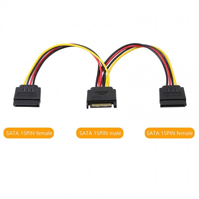 sata 15 pin erkek to 2x Y sata power çoklayıcı uzatma kablosu 30 cm