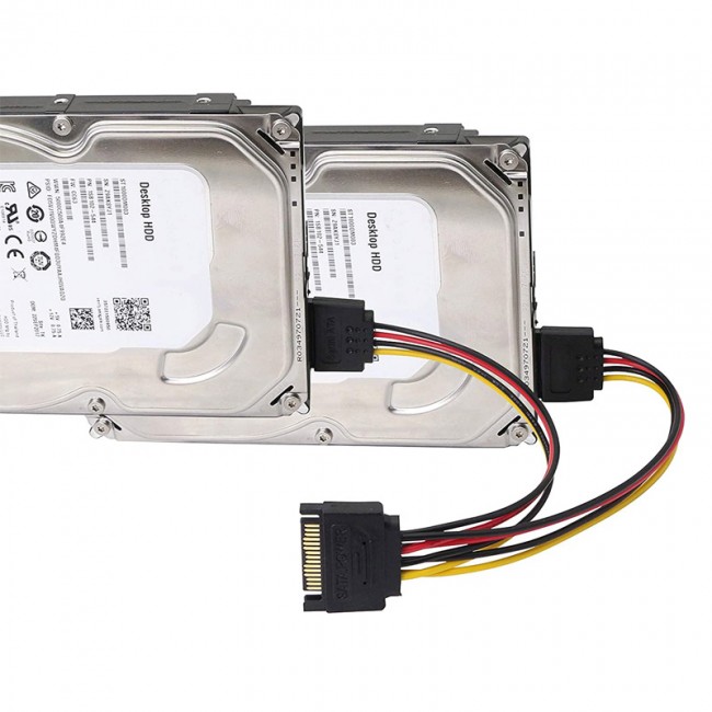 sata 15 pin erkek to 2x Y sata power çoklayıcı uzatma kablosu 30 cm