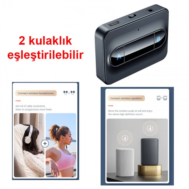 Çoklu Bluetooth 5.0 kablosuz alıcı-verici düşük gecikmeli 3.5mm AUX