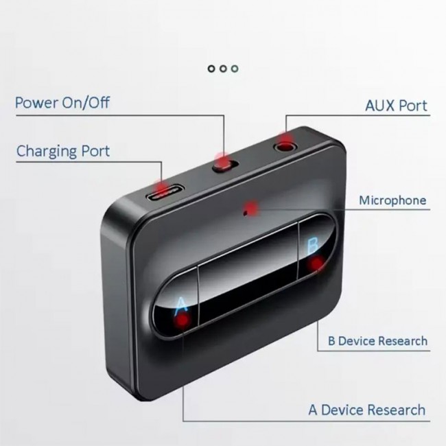 Çoklu Bluetooth 5.0 kablosuz alıcı-verici düşük gecikmeli 3.5mm AUX