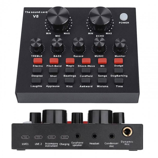 Keepro BM 800 V8 ses kartı seti kondansatör mikrofon canlı kayıt mixeri