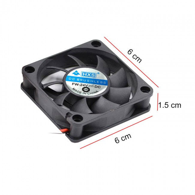 Dc 24v 6cm 2 pinli soğutucu fan 6x6x1,5 cm fan Dc 24v 6cm 2 pinli soğutucu fan 6x6x1,5 cm fan