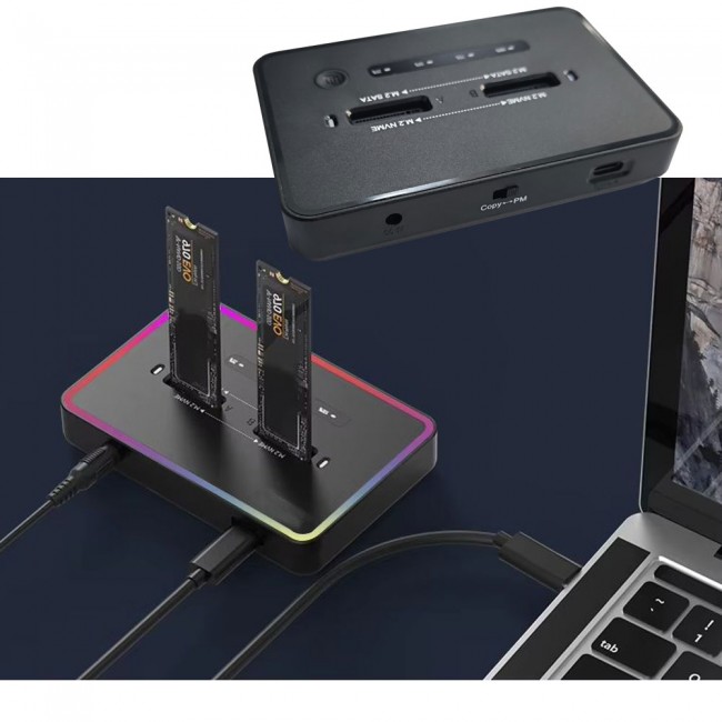 Dual M.2 SSD NVME Docking yerleştirme istasyonu nvme sata ssd clone