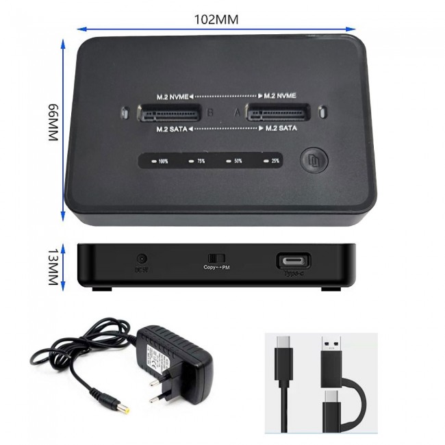 Dual M.2 SSD NVME Docking yerleştirme istasyonu nvme sata ssd clone