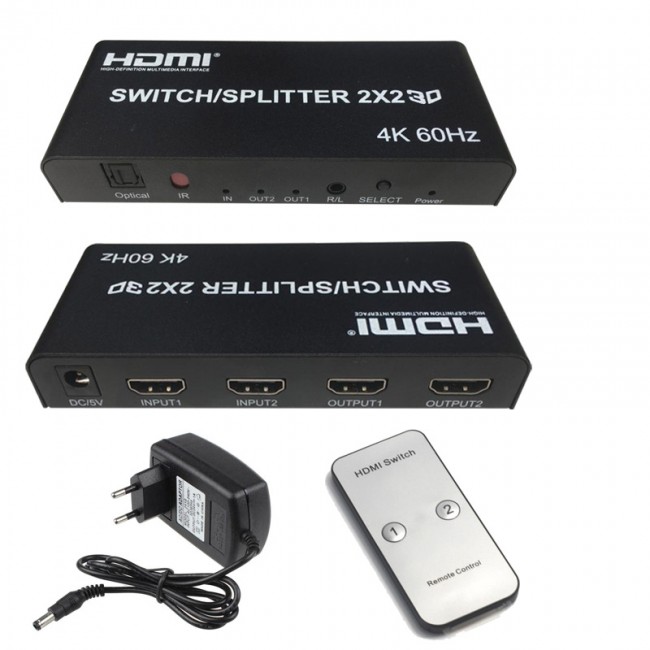 HDMI 2.0 2x2 Switcher/Splitter 4kx2k-60Hz hmı 2 port switcher-splitter HDMI 2.0 2x2 Switcher/Splitter 4kx2k-60Hz hmı 2 port switcher-splitter
