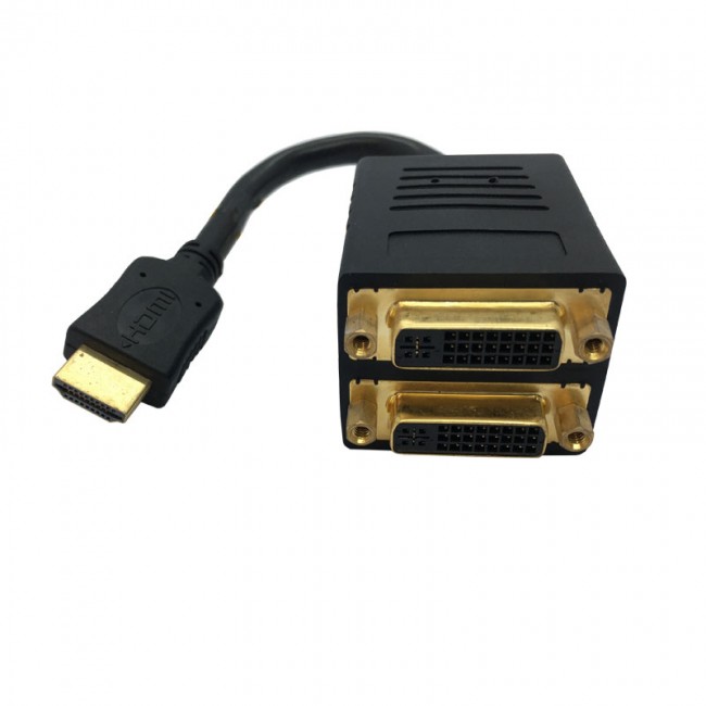 Hdmı erkek - çift dual dvı 24+5 dişi pasif Y ayırıcı kablo Hdmı erkek - çift dual dvı 24+5 dişi pasif Y ayırıcı kablo