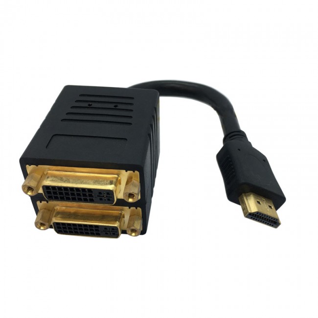 Hdmı erkek - çift dual dvı 24+5 dişi pasif Y ayırıcı kablo