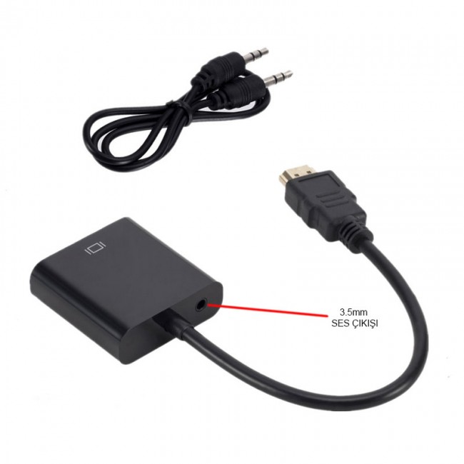 hdmı to vga audio çecirici converter kablo HDMI den VGA ya çevirici