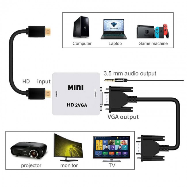 HDMI to VGA dönüştürücü playstation PS3 - PS4 Uyumlu hdmı -vga çevirici HDMI to VGA dönüştürücü playstation PS3 - PS4 Uyumlu hdmı -vga çevirici