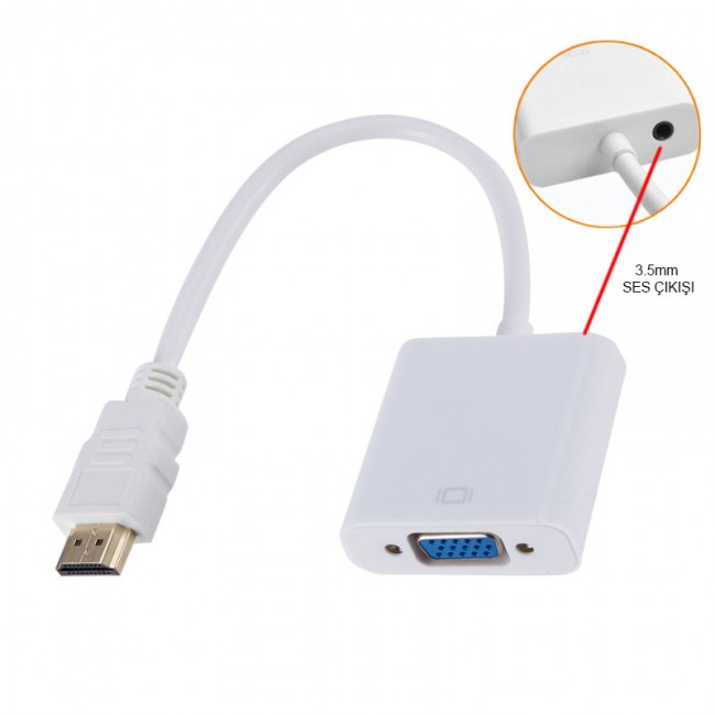 Hdmı to Vga +ses çecirici converter kablo  beyaz Hdmı to Vga +ses çecirici converter kablo  beyaz
