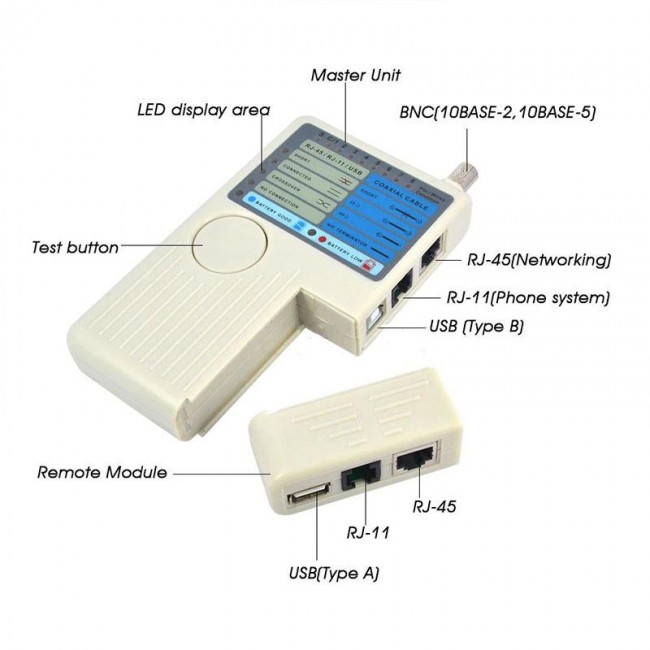 kablo tester RJ11 RJ45 USB BNC LAN ağ kablosu test cihazı kablo tester RJ11 RJ45 USB BNC LAN ağ kablosu test cihazı