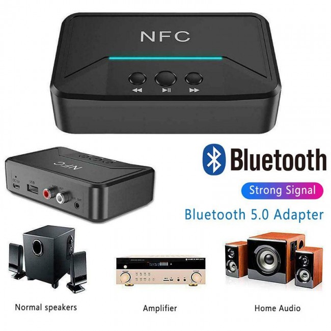 Kablosuz NFC Bluetooth 5.0 Alıcı 3.5mm AUX HiFi Stereo Ses Adaptörü