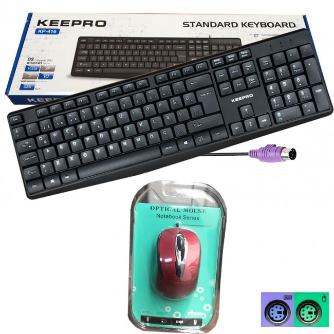 Keepro KP-1461  Standart PS-2 Kablolu Klavye +PS/2 Mouse Kırmızı
