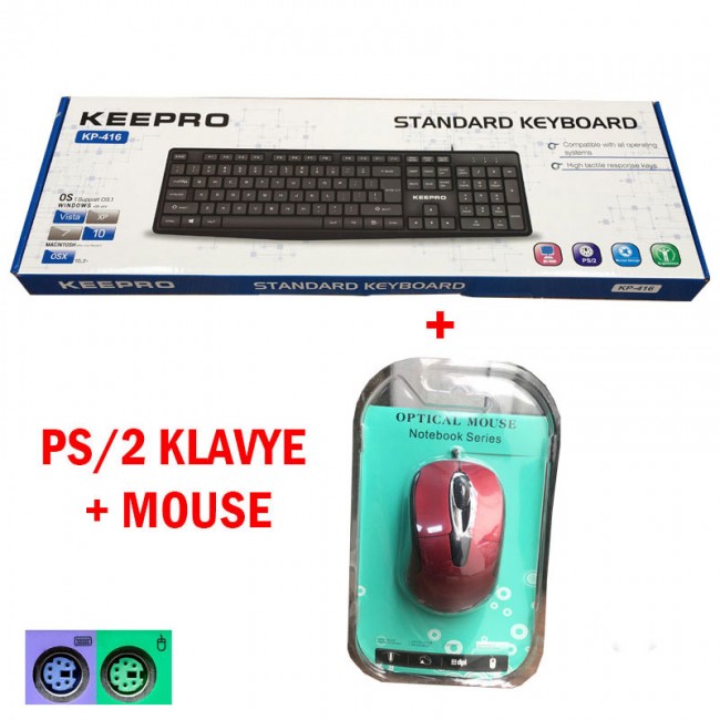 Keepro KP-1461  Standart PS-2 Kablolu Klavye +PS/2 Mouse Kırmızı