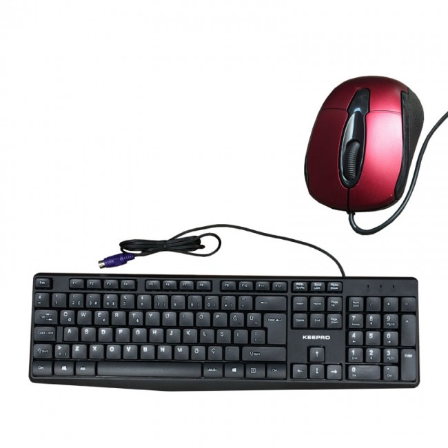 Keepro KP-1461  Standart PS-2 Kablolu Klavye +PS/2 Mouse Kırmızı
