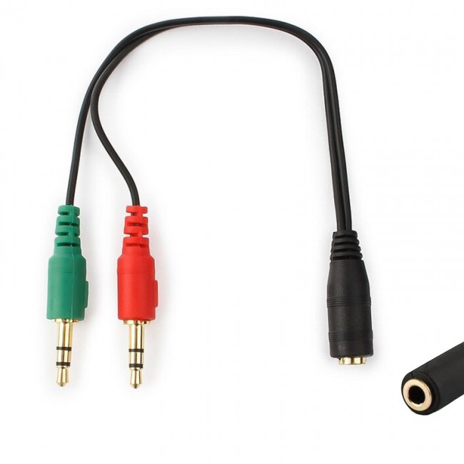 mikrofon kulaklık ayırıcı 3.5mm stereo dişi to 2x stereo erkek kablo