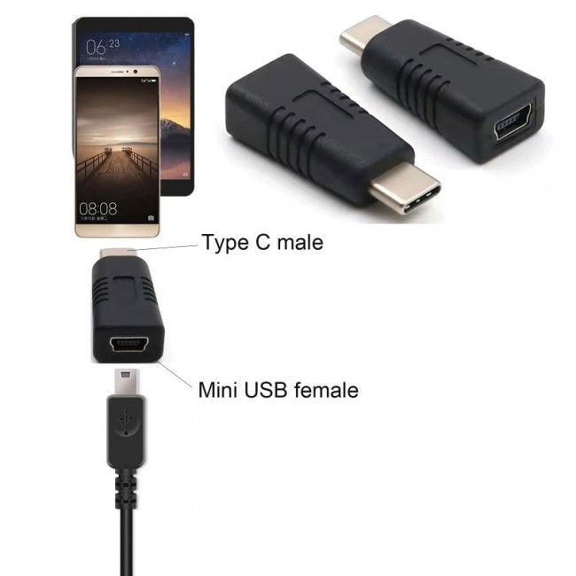 Mini usb 5 pin (in) to type c (out) çevirici dönüştürücü aparat Mini usb 5 pin (in) to type c (out) çevirici dönüştürücü aparat