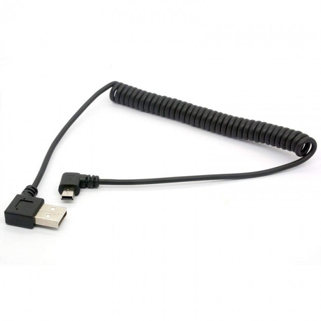 Mini usb spiral kablo Kablo L tipi 90 derece 5 pin mini usb erkek kablo Mini usb spiral kablo Kablo L tipi 90 derece 5 pin mini usb erkek kablo