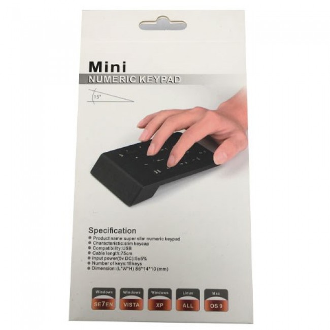 numerik keypad usb 2.0 kablolu mini numerik keypad18 tuşlu