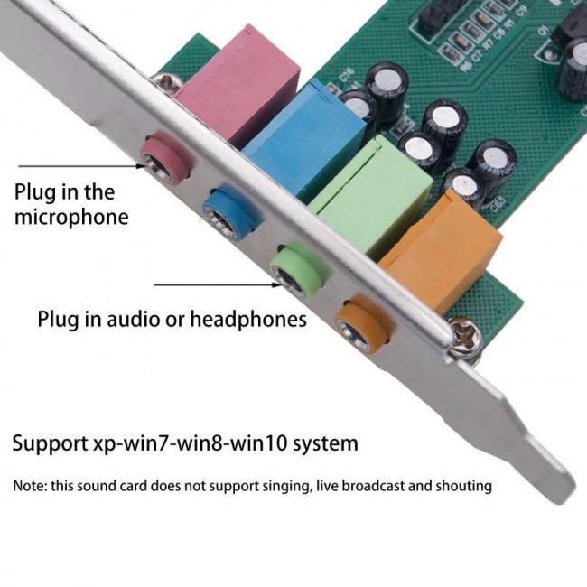 PCI ses kartı 5 kanal 4.1 Surround 3D PC PCI ses kartı CMI8738 çip PCI ses kartı 5 kanal 4.1 Surround 3D PC PCI ses kartı CMI8738 çip