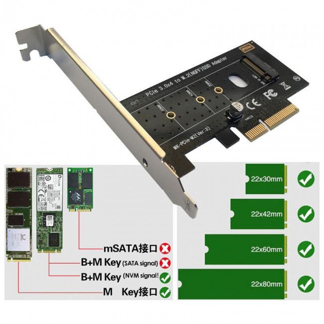 PCI E 3.0 x4 to M.2 ngff ssd çevirici dönüştürücü kart M.2 M Key PCI E 3.0 x4 to M.2 ngff ssd çevirici dönüştürücü kart M.2 M Key