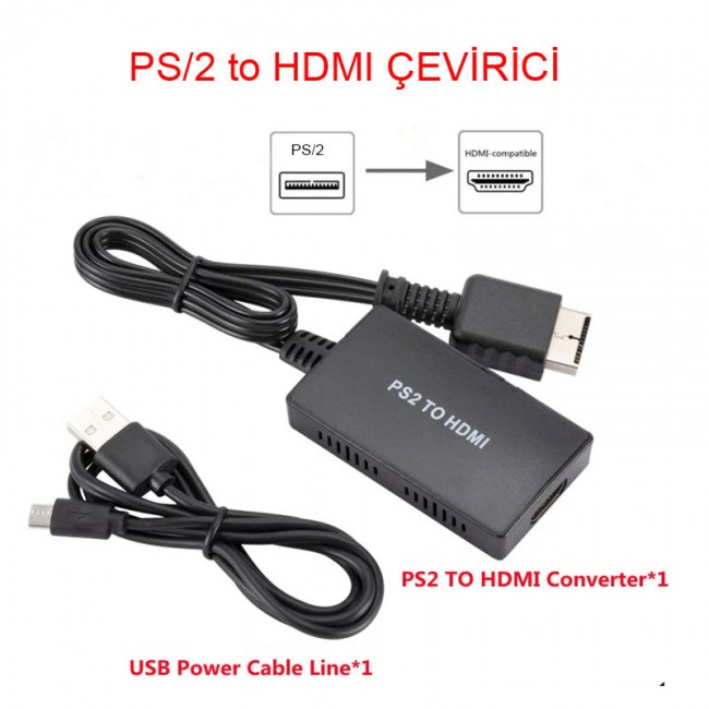 PS2 to HDMI dönüştürücü adaptör HD bağlantı kablosu