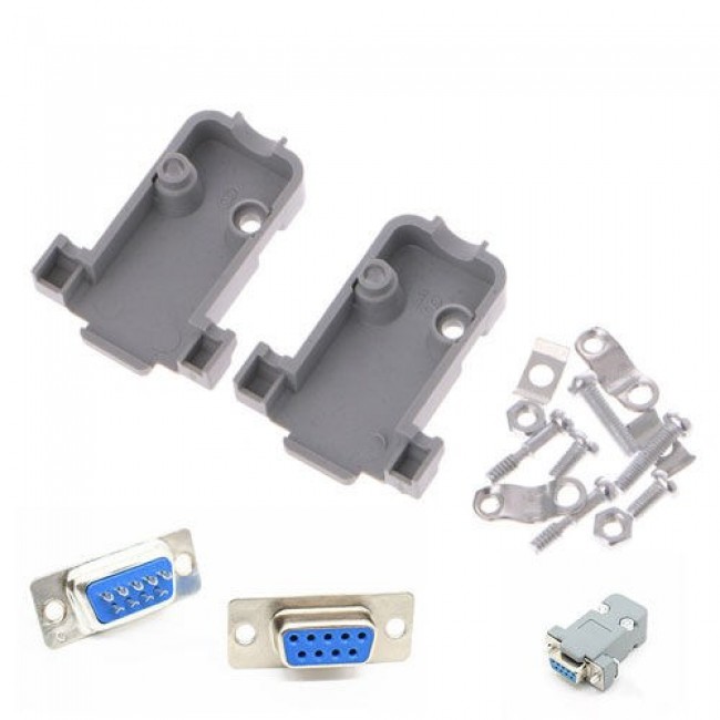 rs232 db9 dişi lehim tipi kapaklı soket seti