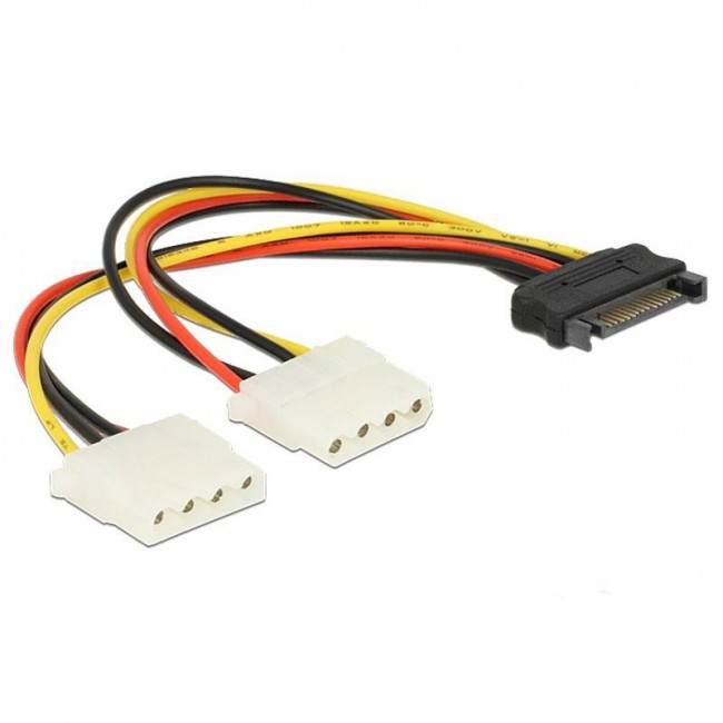 Sata 15 Pin Erkek power to 2x Molex 4 Pin Dişi Y Power Kablo Sata 15 Pin Erkek power to 2x Molex 4 Pin Dişi Y Power Kablo