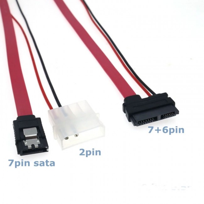 Sata data 7 pin molex power slimline 7+6 13 pin kablo Sata data 7 pin molex power slimline 7+6 13 pin kablo