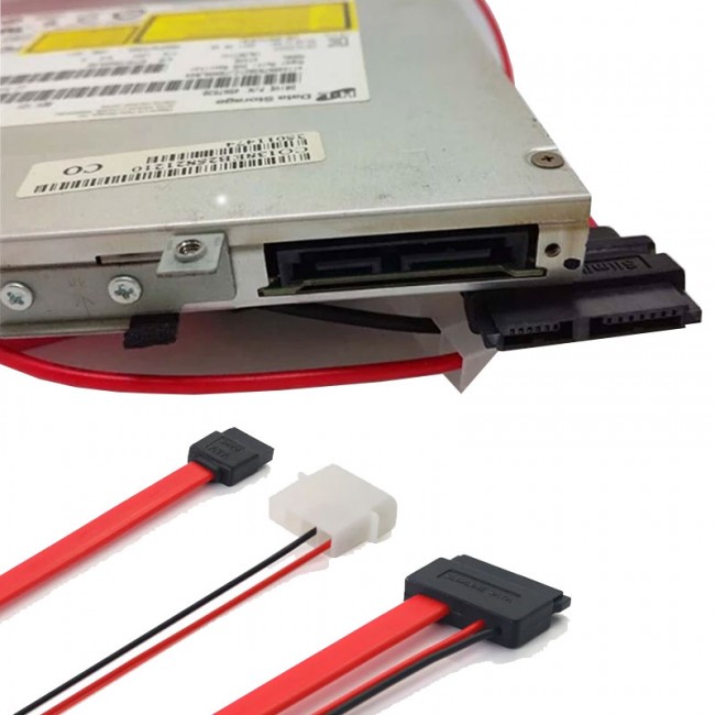 Sata data 7 pin molex power slimline 7+6 13 pin kablo Sata data 7 pin molex power slimline 7+6 13 pin kablo