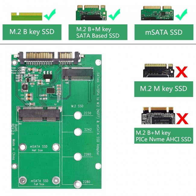 M.2 NGFF mSATA SSD Sabit Sürücüden SATA 3'e çevirici kart adaptör M.2 NGFF mSATA SSD Sabit Sürücüden SATA 3'e çevirici kart adaptör