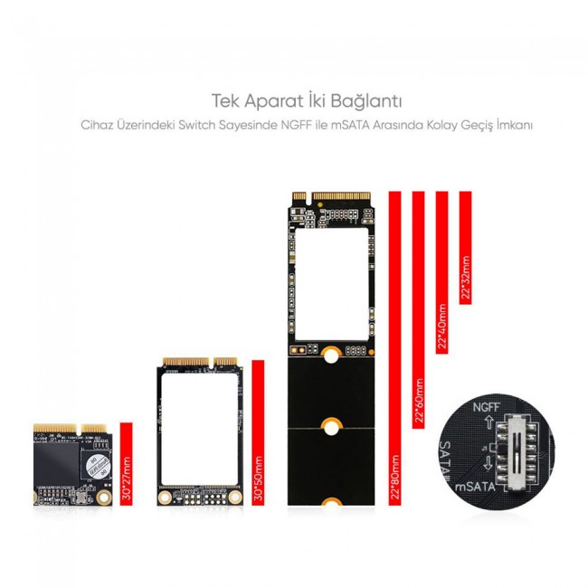 MSATA + M.2 NGFF to SATA Dönüştürücü Adaptör Kart
