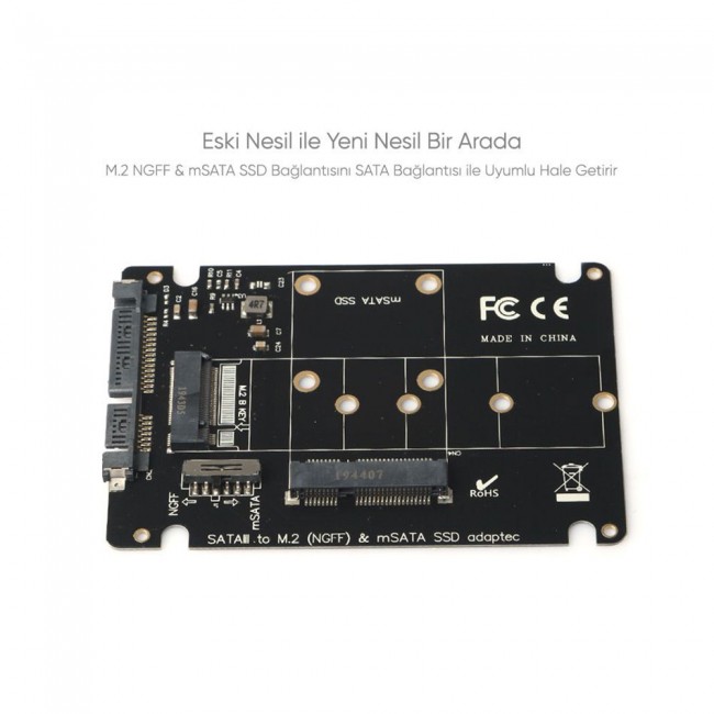MSATA + M.2 NGFF to SATA Dönüştürücü Adaptör Kart