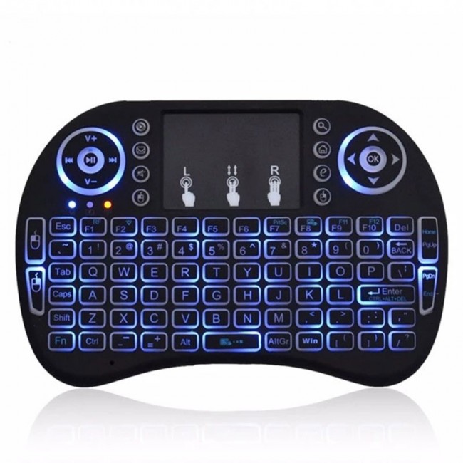 Smart Tv Box  Uyumlu Kablosuz pilli ışıklı Touchpadli Mini  Klavye