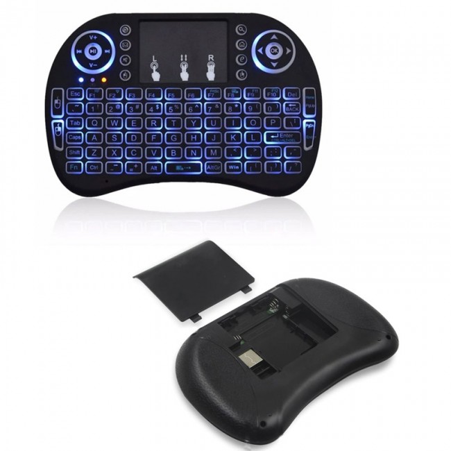 Smart Tv Box  Uyumlu Kablosuz pilli ışıklı Touchpadli Mini  Klavye
