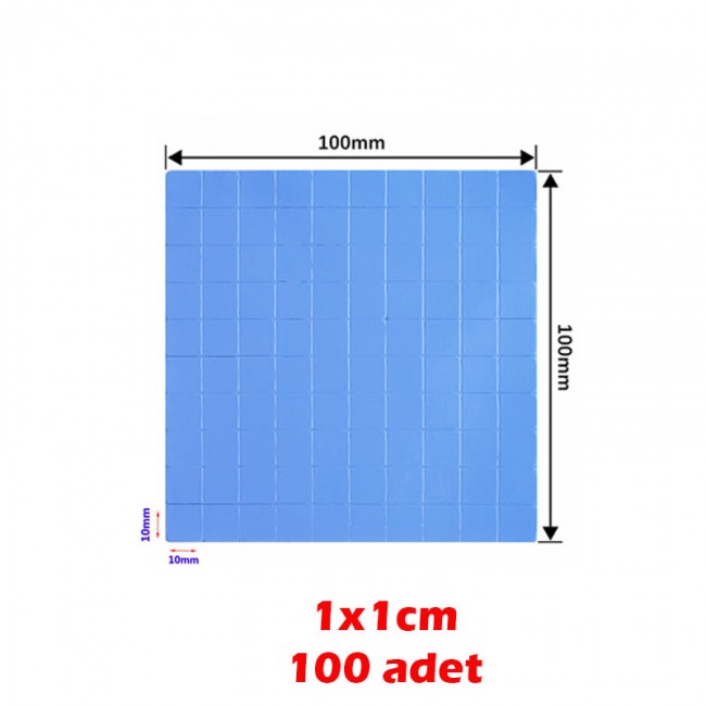 Termal Ped soğutucu termal silikon ped 0,5mm 1x1 cm 100 adet Termal Ped soğutucu termal silikon ped 0,5mm 1x1 cm 100 adet