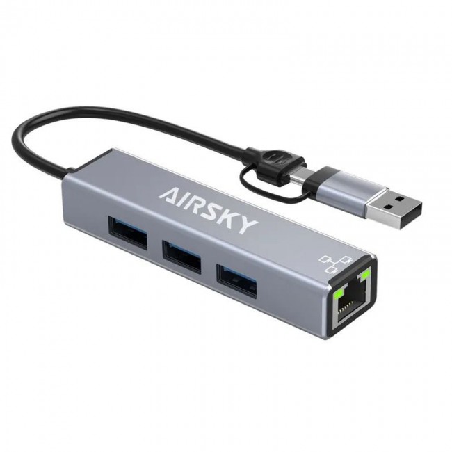 Type C - usb A to 3 port usb 3.0 hub + RJ4 ethernet 100mbps HC-78 Type C - usb A to 3 port usb 3.0 hub + RJ4 ethernet 100mbps HC-78