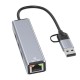 Type C - usb A to 3 port usb 3.0 hub + RJ4 ethernet 100mbps HC-78 Type C - usb A to 3 port usb 3.0 hub + RJ4 ethernet 100mbps HC-78