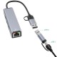 Type C - usb A to 3 port usb 3.0 hub + RJ4 ethernet 100mbps HC-78 Type C - usb A to 3 port usb 3.0 hub + RJ4 ethernet 100mbps HC-78