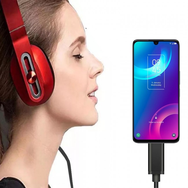 Type c usb c to Aux 3.5 mm erkek Jack type c aux kablo 1m siyah