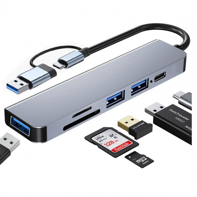 Type c - USB A to USB 3.0 +kart okuyucu 5 in 1 hub Type c - USB A to USB 3.0 +kart okuyucu 5 in 1 hub