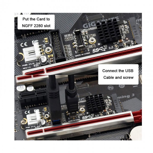M.2 PCI E to Type E USB 3.1 nvme ngff M anahtar ekspres kart M.2 PCI E to Type E USB 3.1 nvme ngff M anahtar ekspres kart