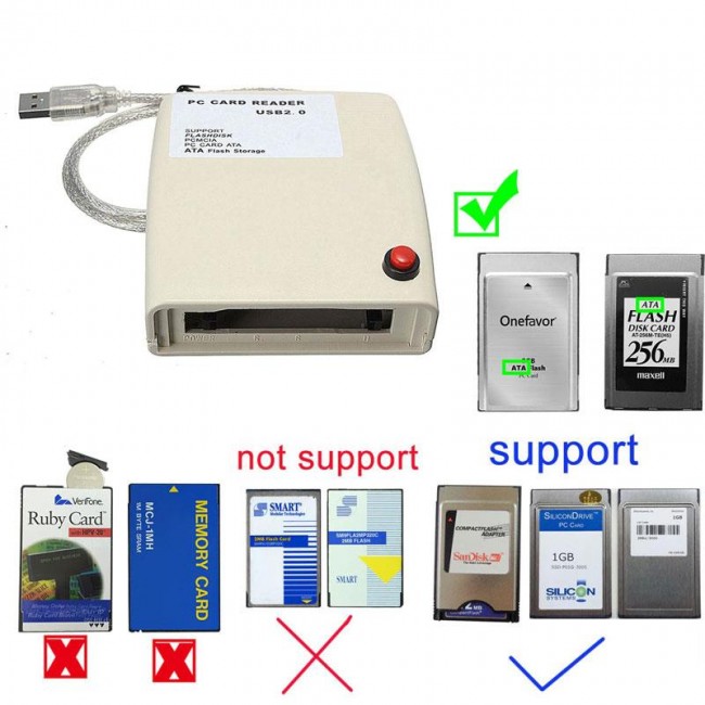 USB 2.0 to 68 pin ATA PCMCIA  kart okuyucu adaptör