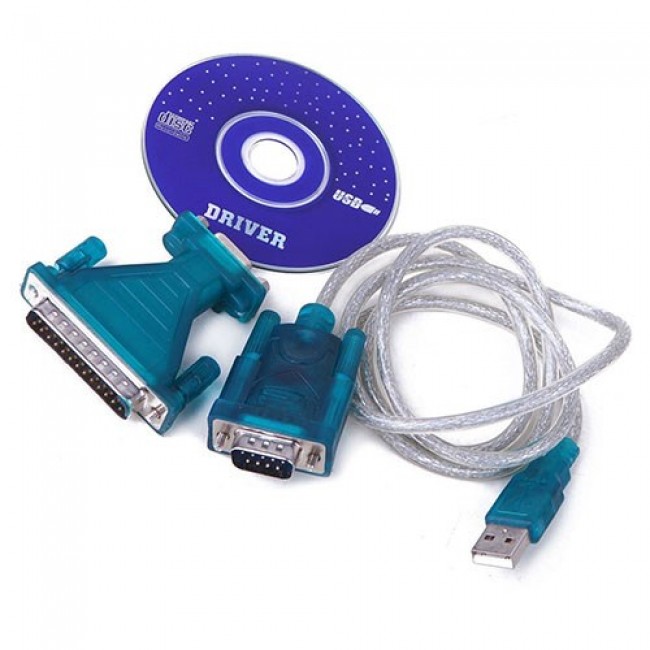 USB 2.0 to RS232 DB9 Kablo + 25 pin erkek 9 pin dişi LPT adaptör